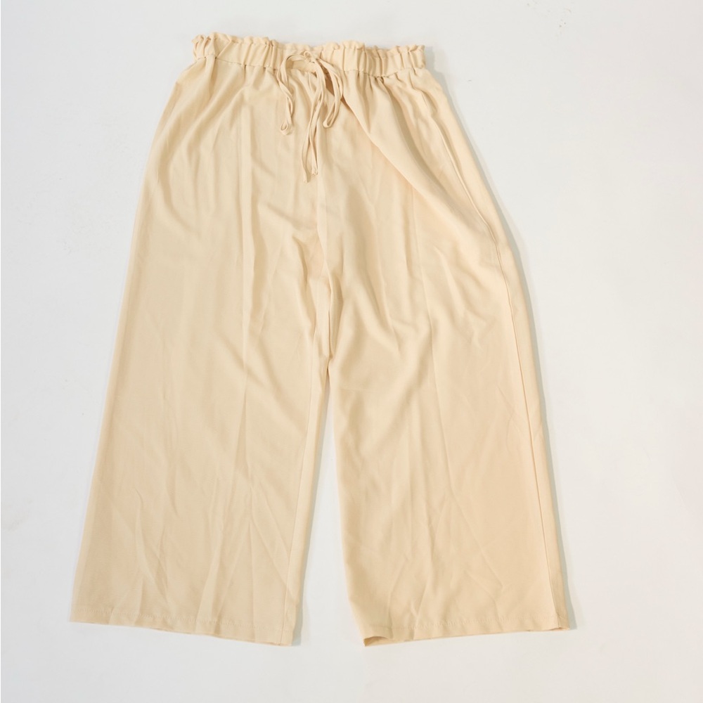 Cream Wide-Leg Pants